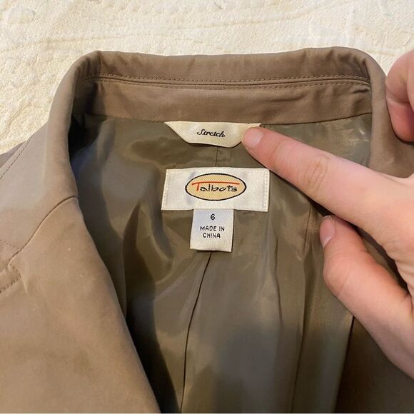 Y2K Talbots stretch size 6 Coffee Brown Slim Blazer Cotton Spandex Blend - Picture 2 of 7